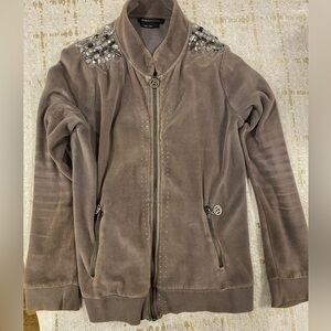 BCBGMaxAzria Taupe Velour Embellished sweater